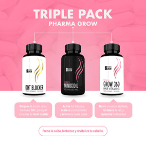 Pharma Grow Kit Minoxidil 1 mg + Hair Vitamins Grow 360 Women + DHT Blocker - Pharma Grow