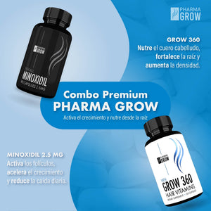 Pharma Grow Kit Minoxidil 2.5 mg + Hair Vitamins Grow 360 Men - Pharma Grow