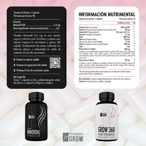 Pharma Grow Kit Minoxidil 2.5 mg + Hair Vitamins Grow 360 Women - Pharma Grow