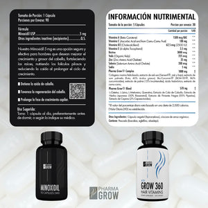 Pharma Grow Kit Minoxidil 5 mg + Hair Vitamins Grow 360 Men - Pharma Grow