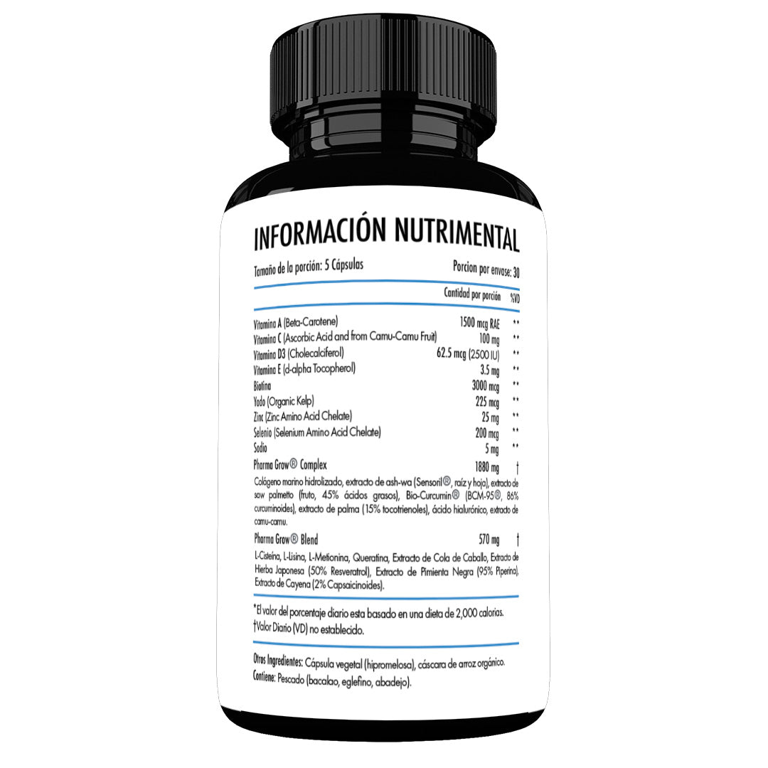 Pharma Grow GROW 360 Hair Vitamins Suplemento para la Caída y fortalecimiento del Cabello para Hombres - Pharma Grow