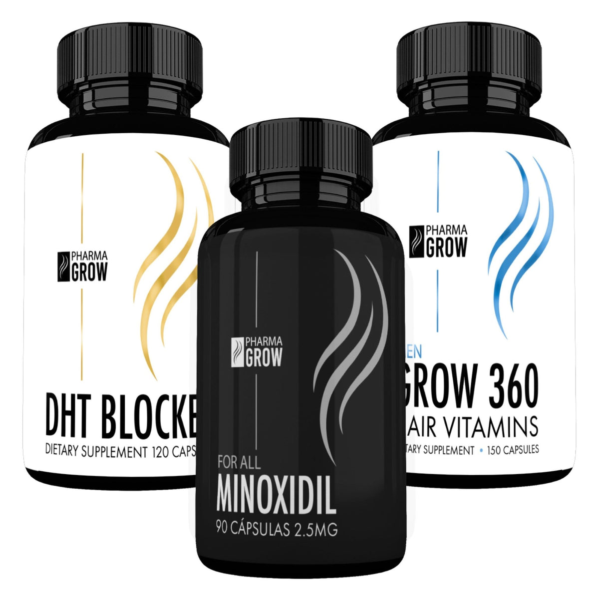 Pharma Grow Kit Minoxidil 2.5 mg + Hair Vitamins Grow 360 Men + DHT Blocker - Pharma Grow
