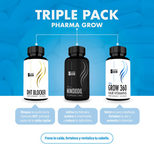 Pharma Grow Kit Minoxidil 2.5 mg + Hair Vitamins Grow 360 Men + DHT Blocker - Pharma Grow