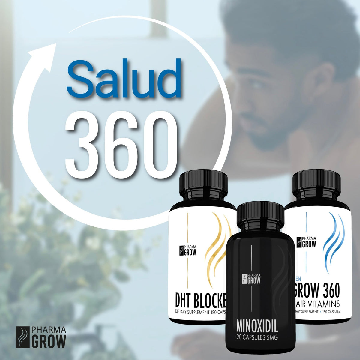 Pharma Grow Kit Minoxidil 5 mg + Hair Vitamins Grow 360 Men + DHT Blocker - Pharma Grow