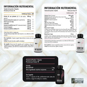 Pharma Grow Kit Minoxidil 1 mg + Hair Vitamins Grow 360 Women + DHT Blocker - Pharma Grow