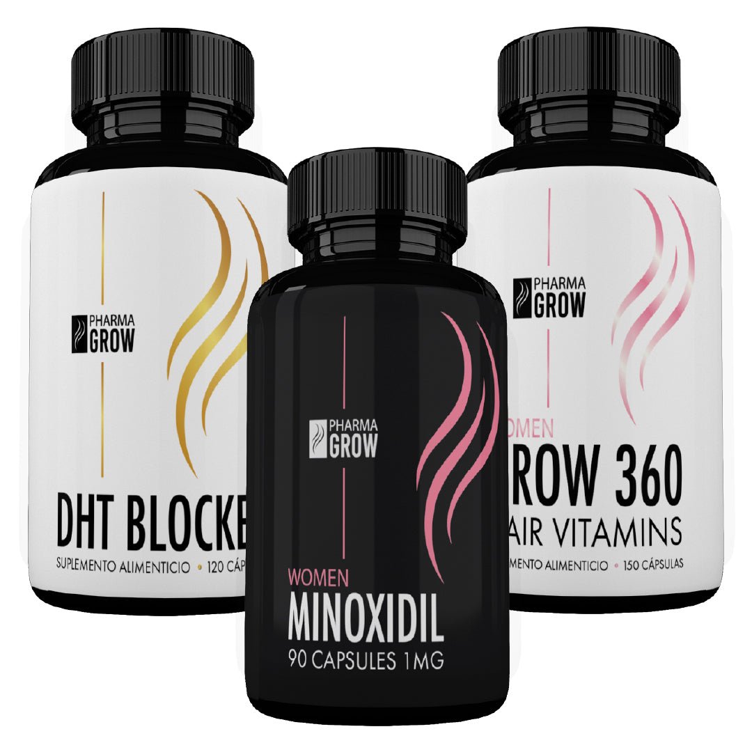 Pharma Grow Kit Minoxidil 1 mg + Hair Vitamins Grow 360 Women + DHT Blocker - Pharma Grow