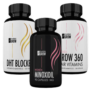 Pharma Grow Kit Minoxidil 1 mg + Hair Vitamins Grow 360 Women + DHT Blocker - Pharma Grow