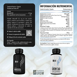 Pharma Grow Kit Minoxidil 2.5 mg + Hair Vitamins Grow 360 Men - Pharma Grow