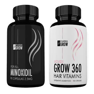 Pharma Grow Kit Minoxidil 2.5 mg + Hair Vitamins Grow 360 Women - Pharma Grow