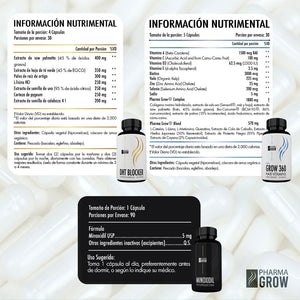 Pharma Grow Kit Minoxidil 5 mg + Hair Vitamins Grow 360 Men + DHT Blocker - Pharma Grow