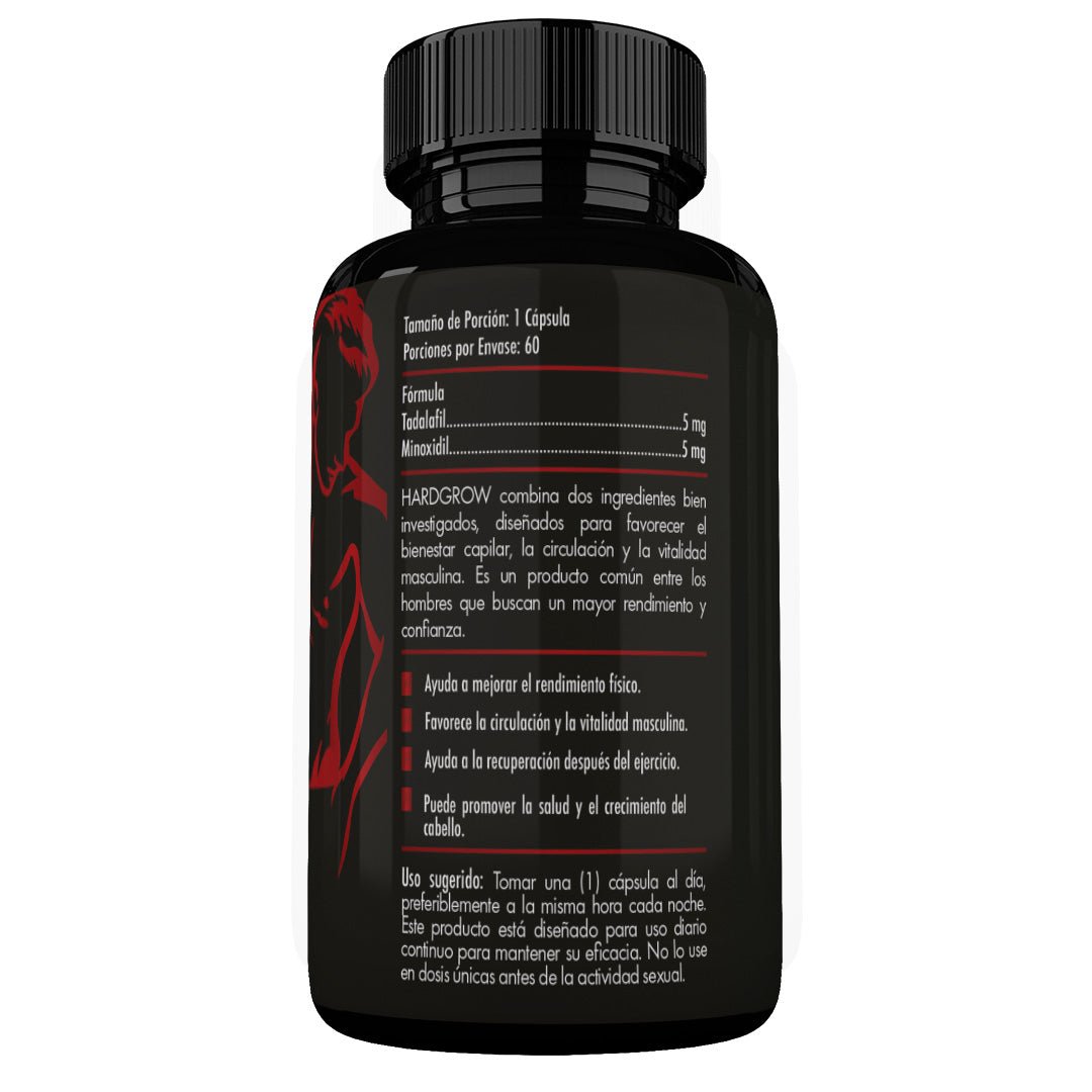 Ingredientes - HardGrow Tadalafil + Minoxidil, Vitalidad, Rendimiento y Crecimiento Capilar para Hombres - Pharma Grow Labs. Envíos a todo México.