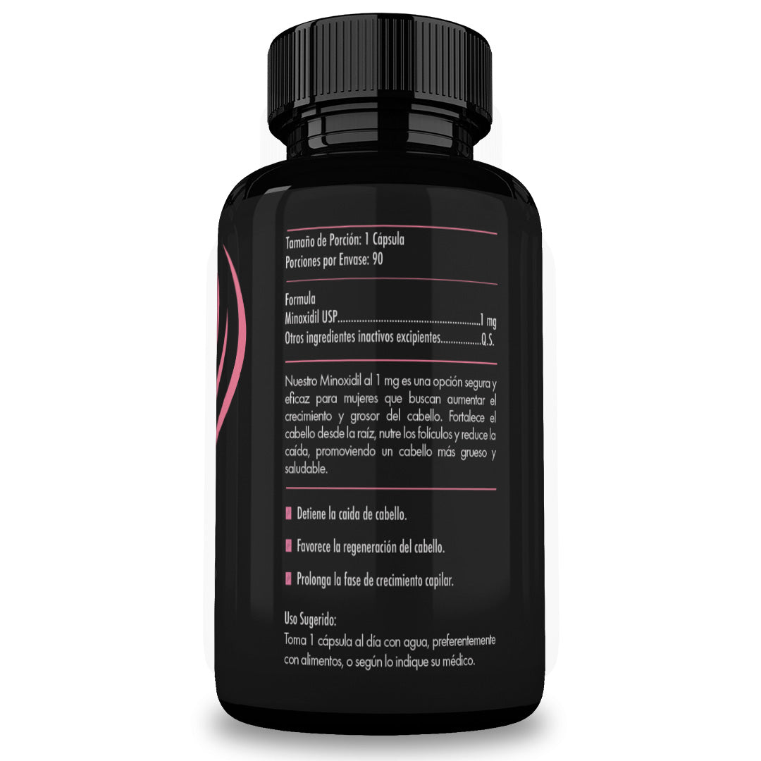 Ingredientes - Minoxidil 1mg oral Crecimiento y fortalecimiento de Cabello para mujeres - Pharma Grow Labs. Envíos a todo México.
