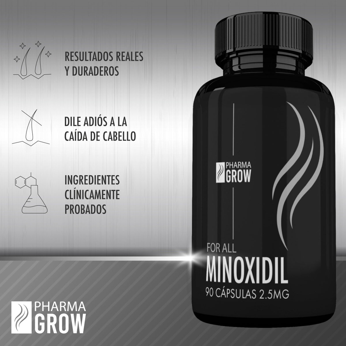 Pharma Grow Minoxidil 2.5 mg Oral Anticaída Capilar | Estimula el Crecimiento y Fortalecimiento de Cabello para hombre y mujeres - Pharma Grow