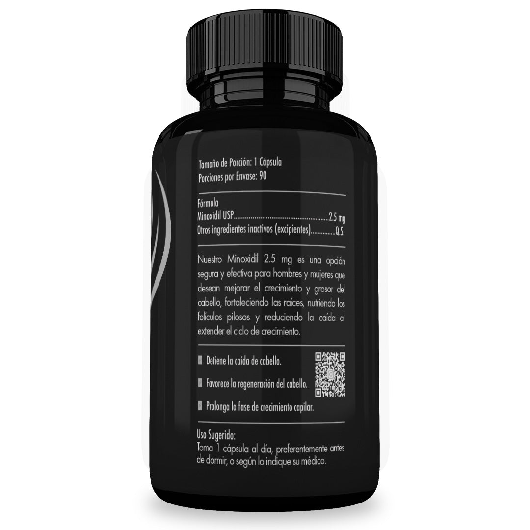 Ingredientes - Minoxidil 2.5 mg Oral para el Crecimiento y fortalecimiento de Cabello para Hombre y Mujer - Pharma Grow Labs. Envíos a todo México.