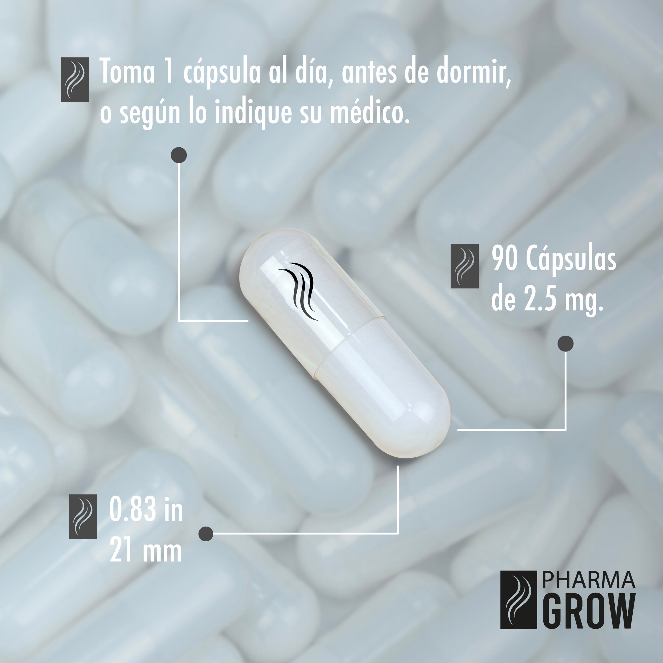 Pharma Grow Minoxidil 2.5 mg Oral Anticaída Capilar | Estimula el Crecimiento y Fortalecimiento de Cabello para hombre y mujeres - Pharma Grow