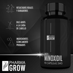 Beneficios - Minoxidil 5 mg Oral para el Crecimiento y fortalecimiento de Cabello para Hombre - Pharma Grow Labs. Envíos a todo México.
