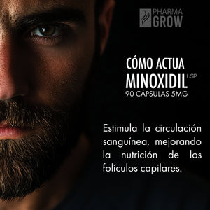 Efecto - Minoxidil 5 mg Oral para el Crecimiento y fortalecimiento de Cabello para Hombre - Pharma Grow Labs. Envíos a todo México.