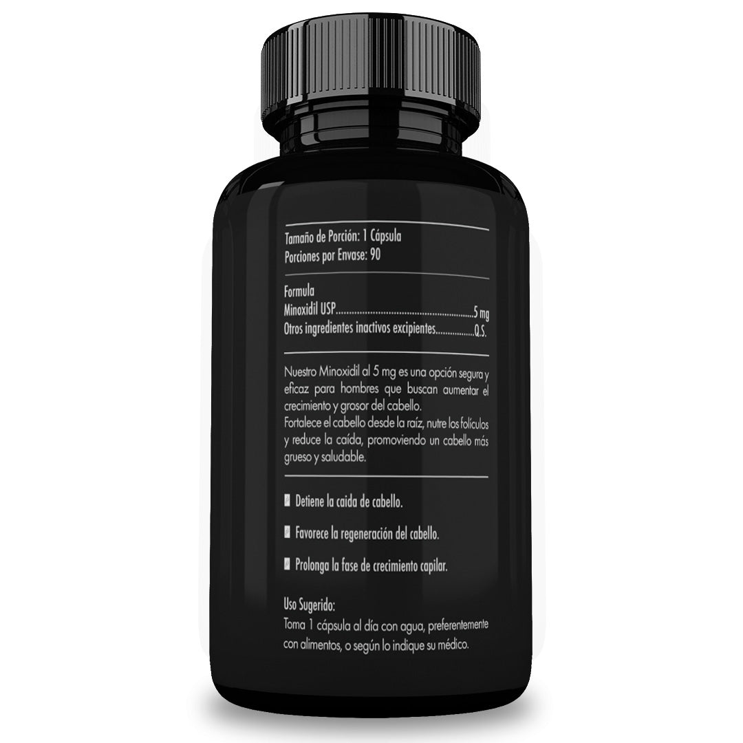 Ingredientes - Minoxidil 5 mg Oral para el Crecimiento y fortalecimiento de Cabello para Hombre - Pharma Grow Labs. Envíos a todo México.