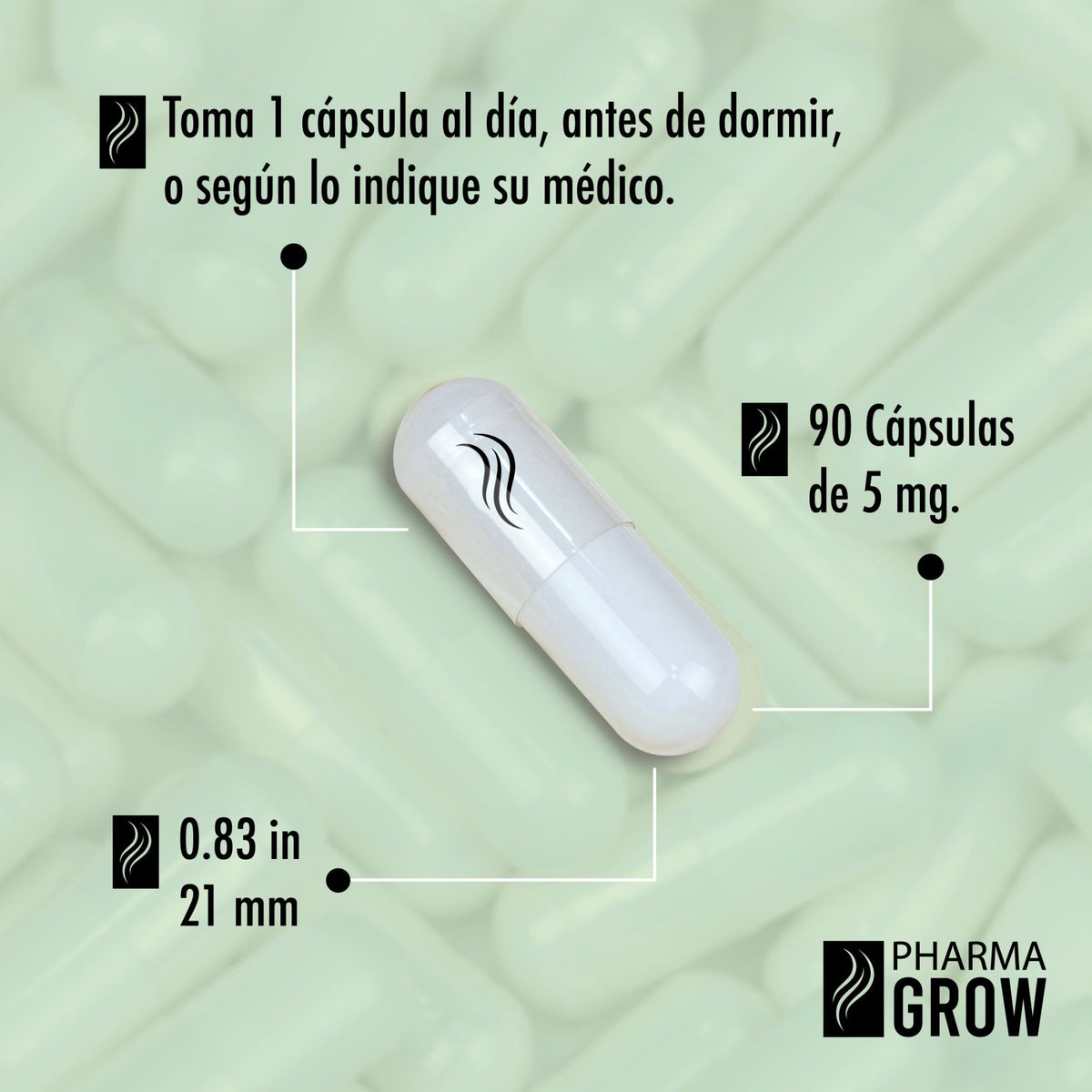 Pharma Grow Minoxidil 2.5 mg + Biotina 2.5 mg Oral para el Crecimiento y Fortalecimiento del Cabello - Pharma Grow