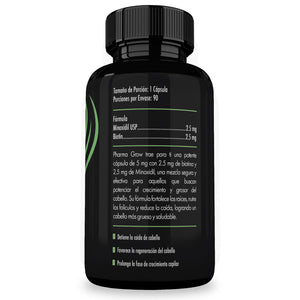 Ingredientes - Minoxidil 2.5 mg + Biotina 2.5 mg Oral para el Crecimiento y Fortalecimiento del Cabello - Pharma Grow Labs. Envíos a todo México.
