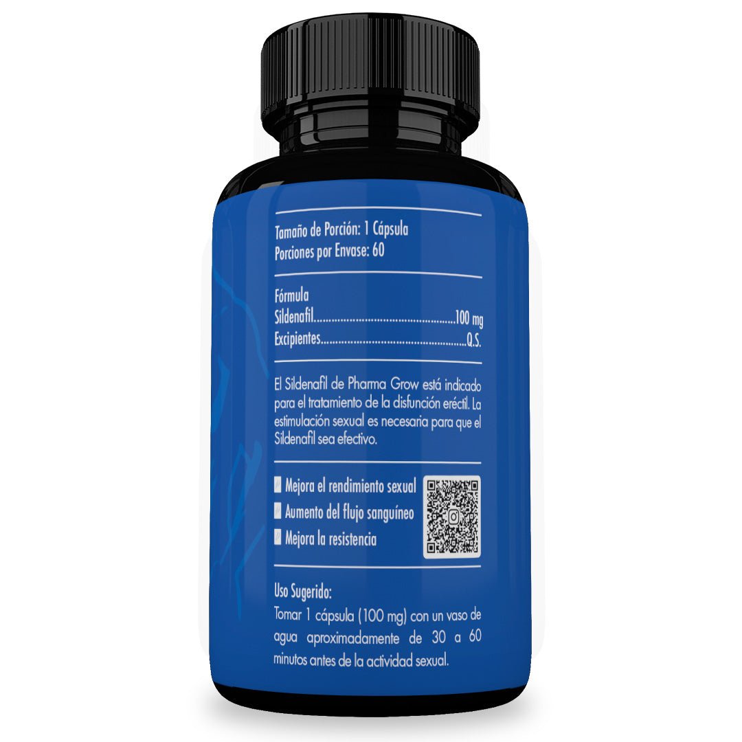 Ingredientes - Pharma Grow Sildenafil 100 mg con 60 Cápsulas | Viagra Genérico - Pharma Grow Labs. Envíos a todo México.