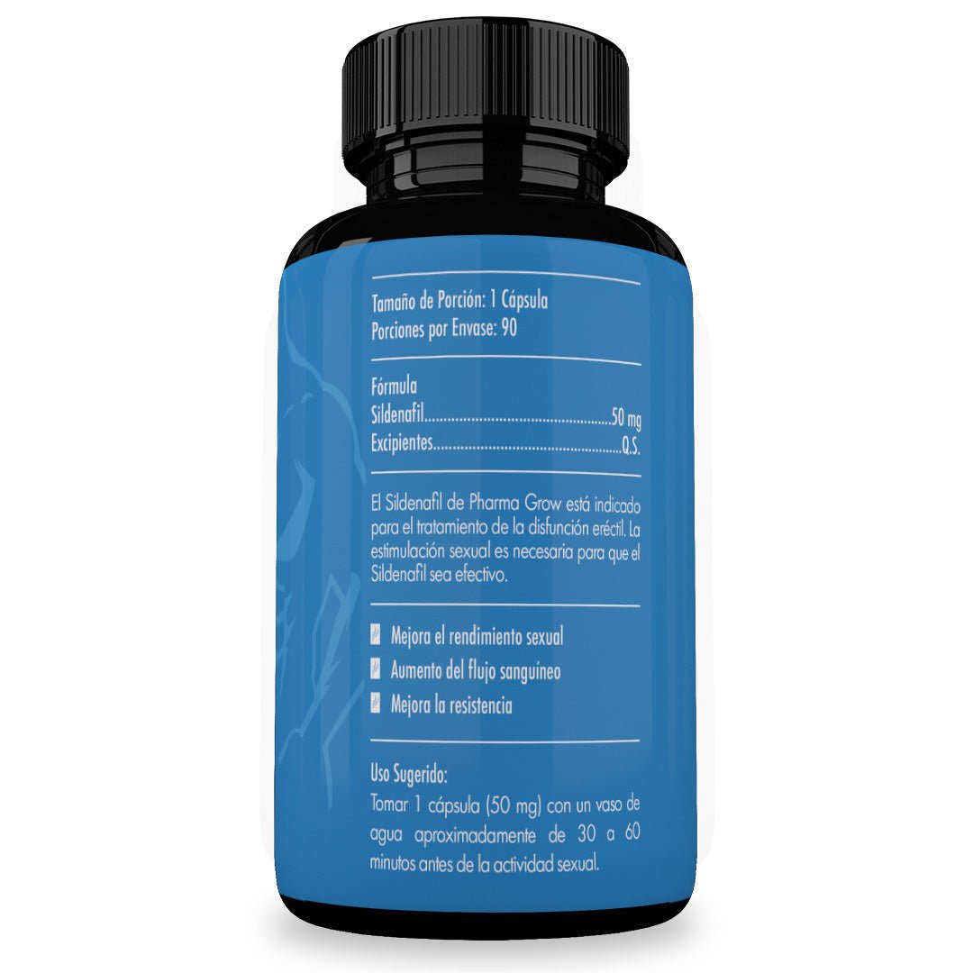 Ingredientes - Sildenafil 50 mg con 90 Cápsulas | Viagra Genérico - Pharma Grow Labs. Envíos a todo México.
